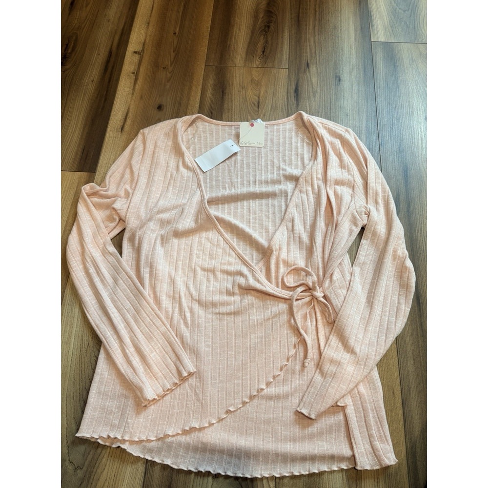 Macys Rebellious One Pink Wrap Sweater Women's Plus 1X Ribbed V-neck NWT